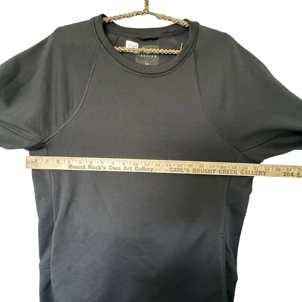 Theory+ Mens Serge Black stretch‎ Crewneck Pullover With Pockets Sz Med